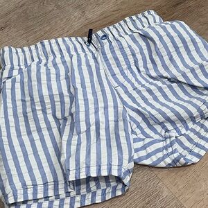 Cat & Jack Blue and White Striped Kids Swim Trunks